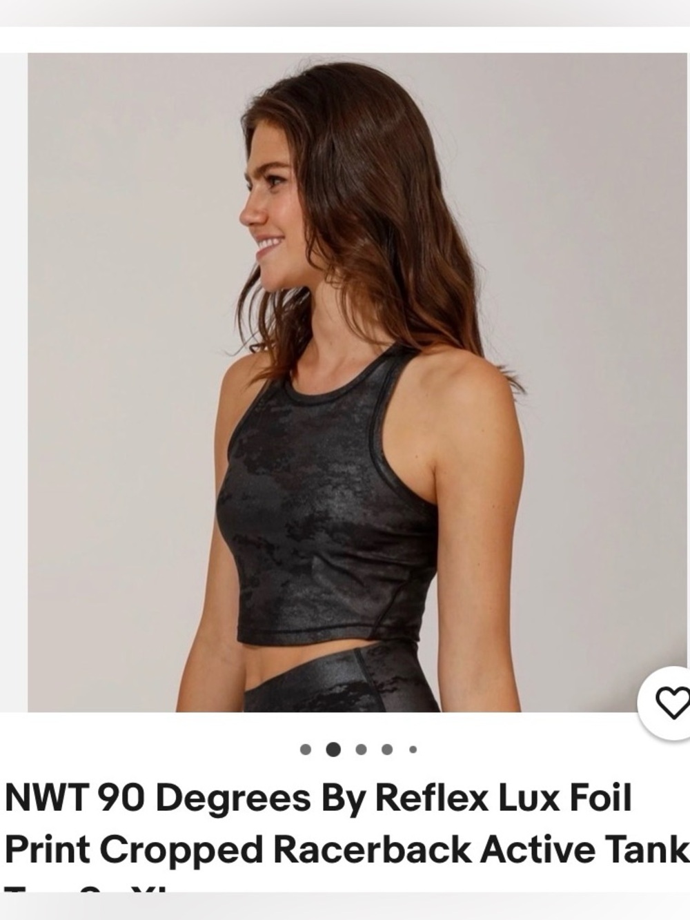 90 Degree by Reflex Black Shiny Racerback Crop Tank